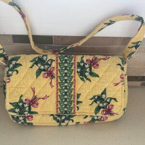 Small Vera Bradley Retired Rare Yellow Hope Cancer Pattern Shoulder Floral Print